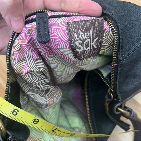 The Sak sequoia black gray leather hobo shoulder bag purse - Picture 9 of 10